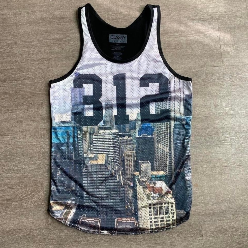 Classy‎ Chicago Skyline Jersey Tank Top Men's Size Small 1110